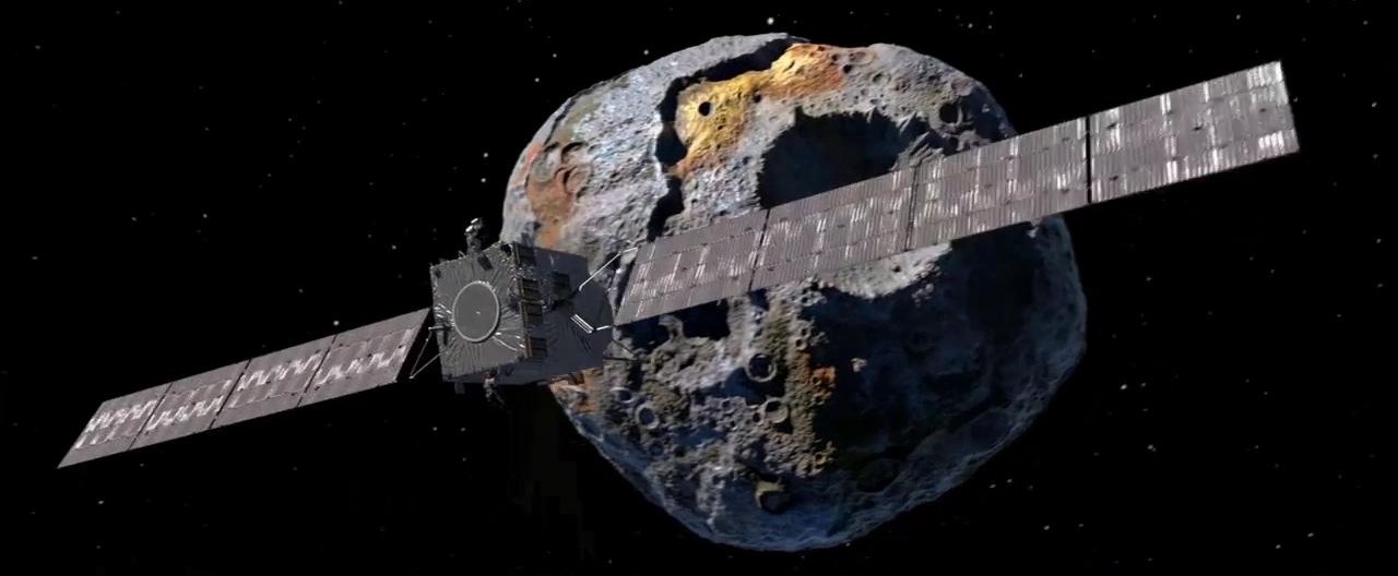 Psyche spacecraft and Psyche asteroid. Credits: NASA