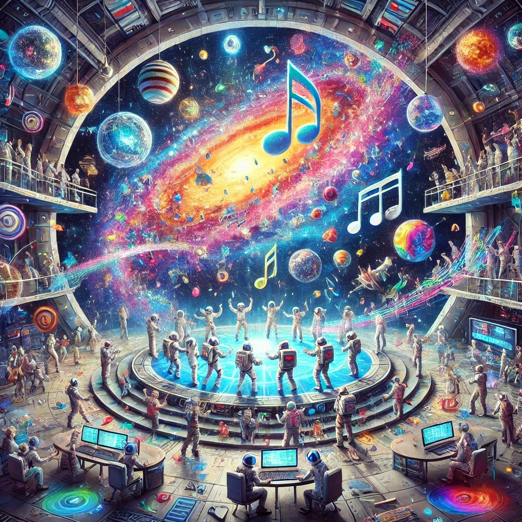 Galactic Groove: Dancing Among the Stars. Image created with DALL-E by OpenAI.